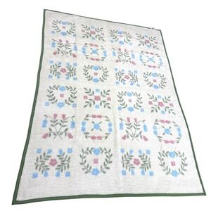 Biederlack Of Americas Reversible Throw Blanket Floral Heart Vintage 80's 73x55"